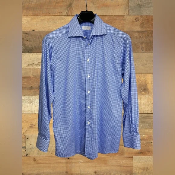 Eton Men’s Blue & White Slim Fit Long Sleeve Dress Shirt. Size 41 / 16 - Medium - Picture 1 of 13